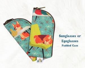 Retro Welch Corgi Sunglasses case, safeguard your Eyeglasses, Readers. Purse or car door pocket great protection against lens scratching.